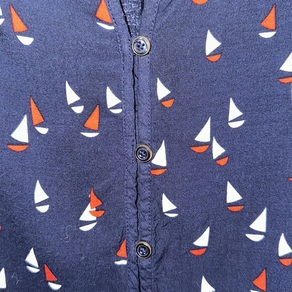 Tommy Hilfiger L Navy Red White Sleeveless V-Neck Button Front Nautical Blouse - Picture 5 of 9